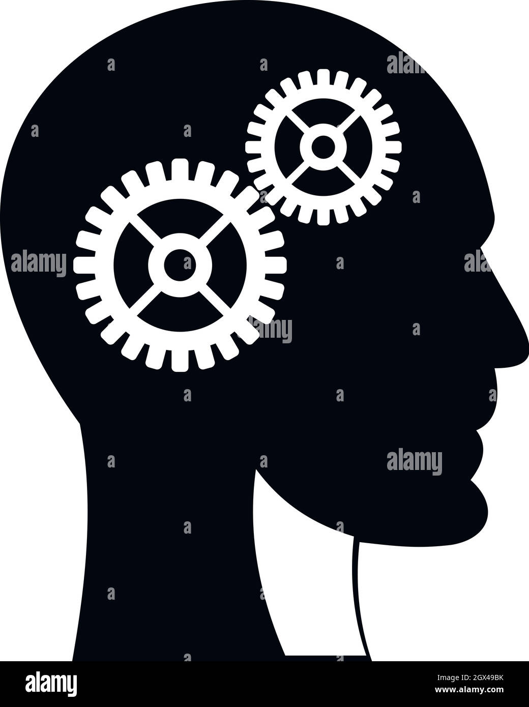 Gears in human head icon, simple style Stock Vector