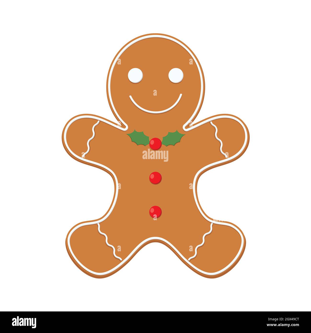 Gingerbread man cookie vector illustration isolated on white background. Stock Vector
