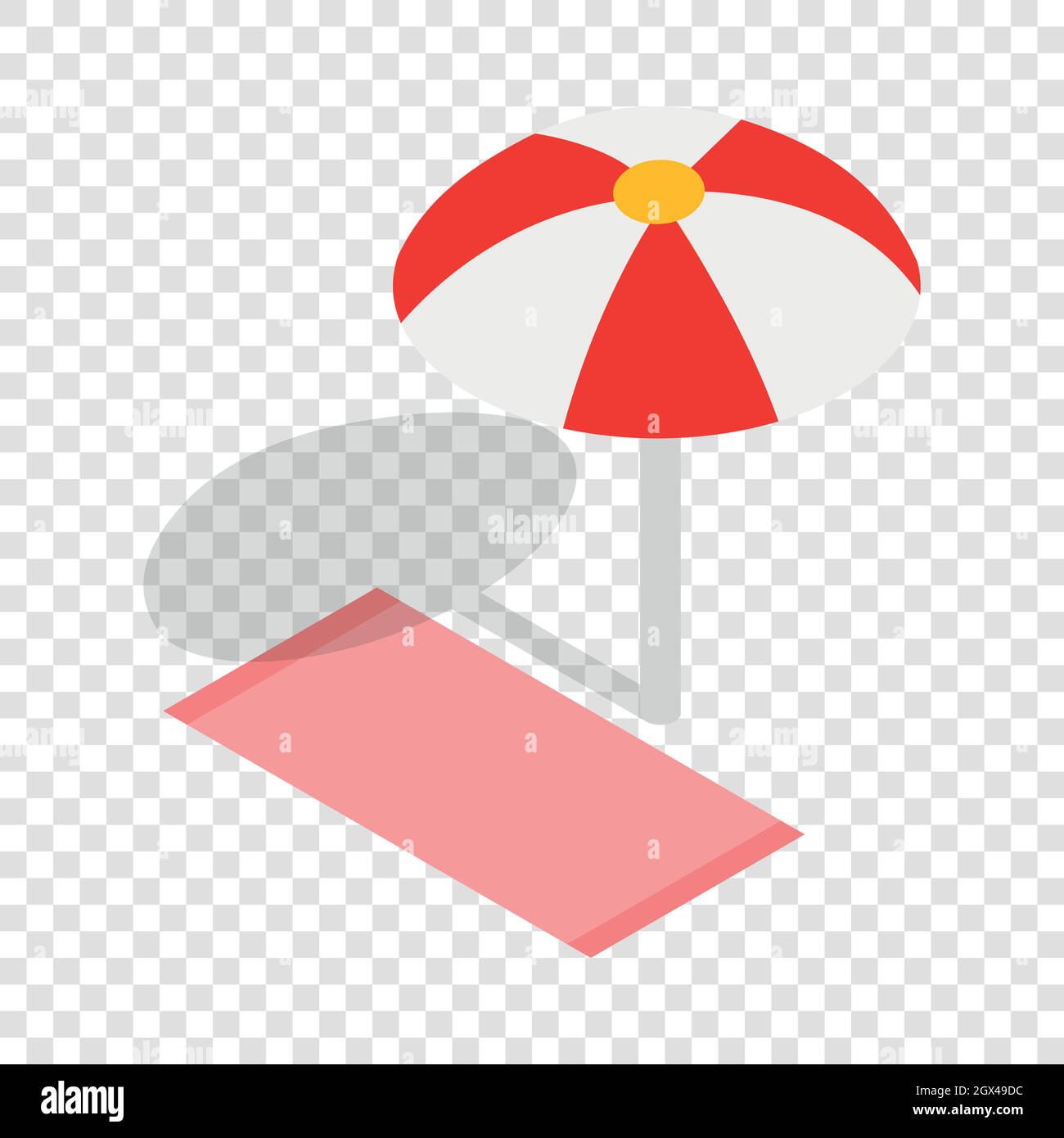 Beach towel and umbrella isometric icon Stock Vector