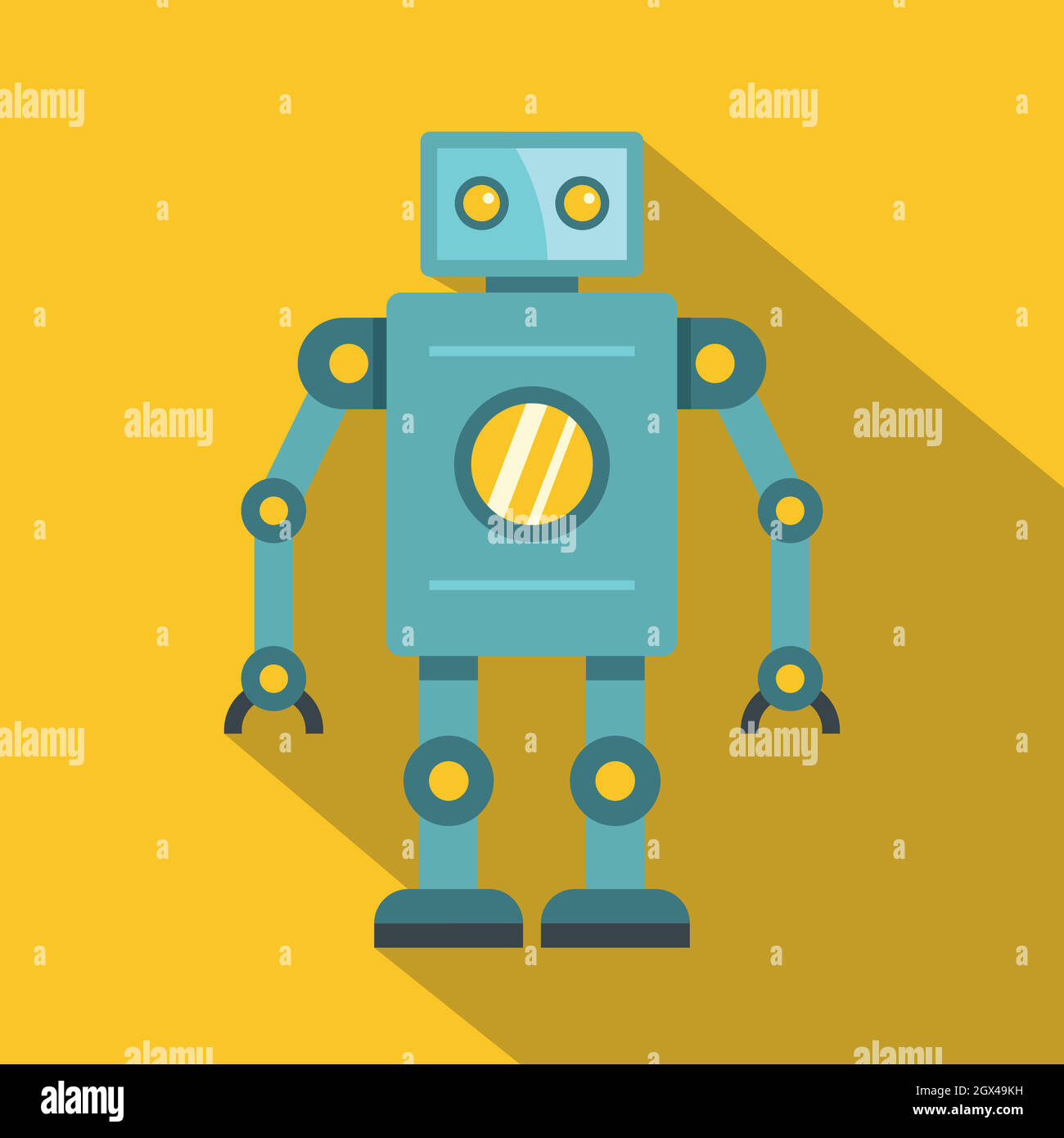 Blue retro robot icon, flat style Stock Vector Image & Art - Alamy