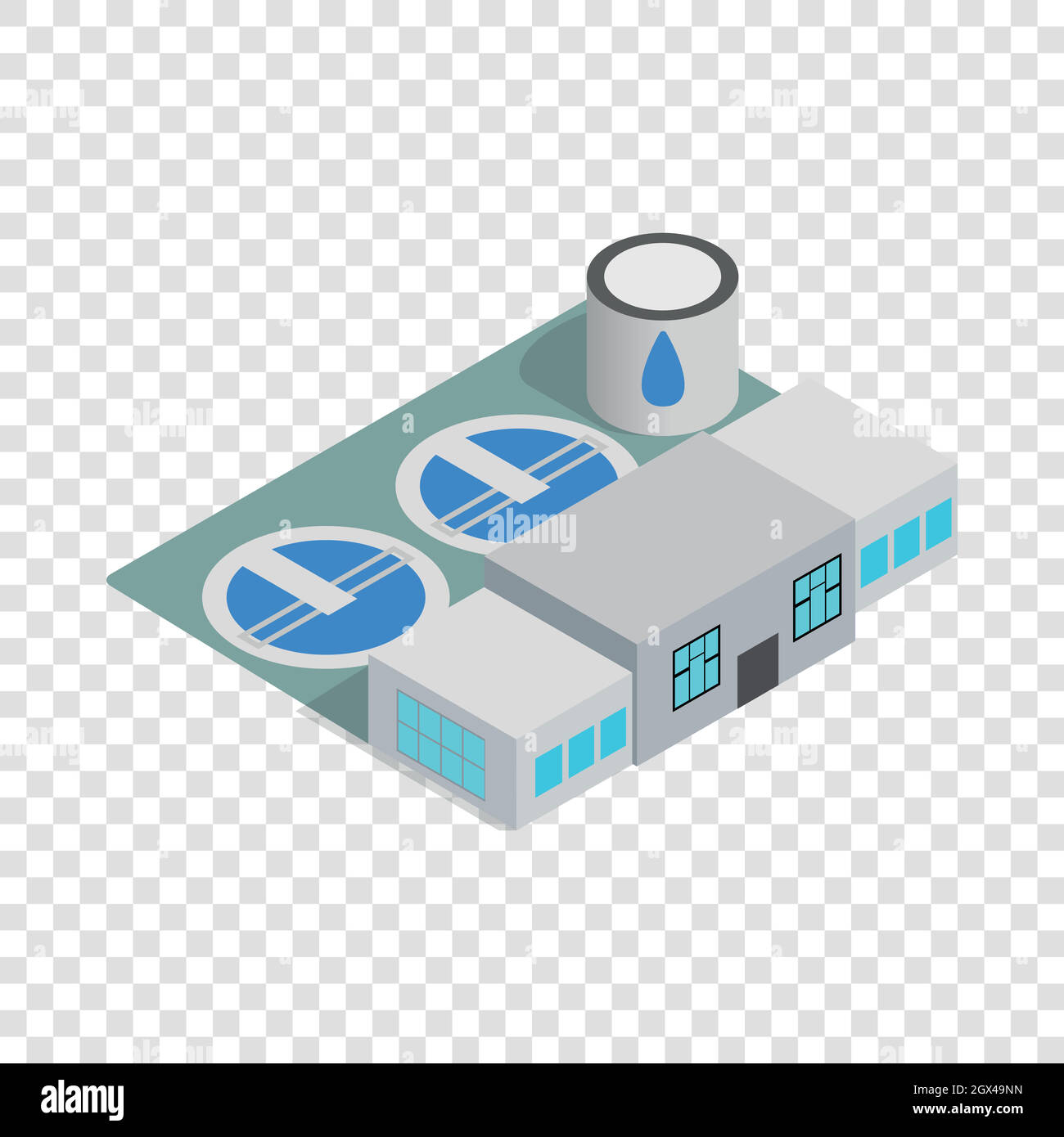 Water treatment building isometric icon Stock Vector