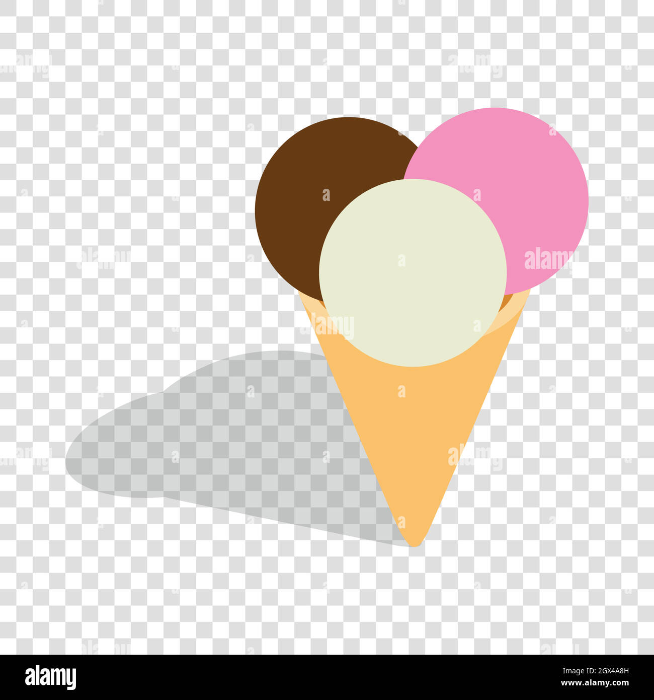 Mixed ice cream scoops in a cone isometric icon Stock Vector