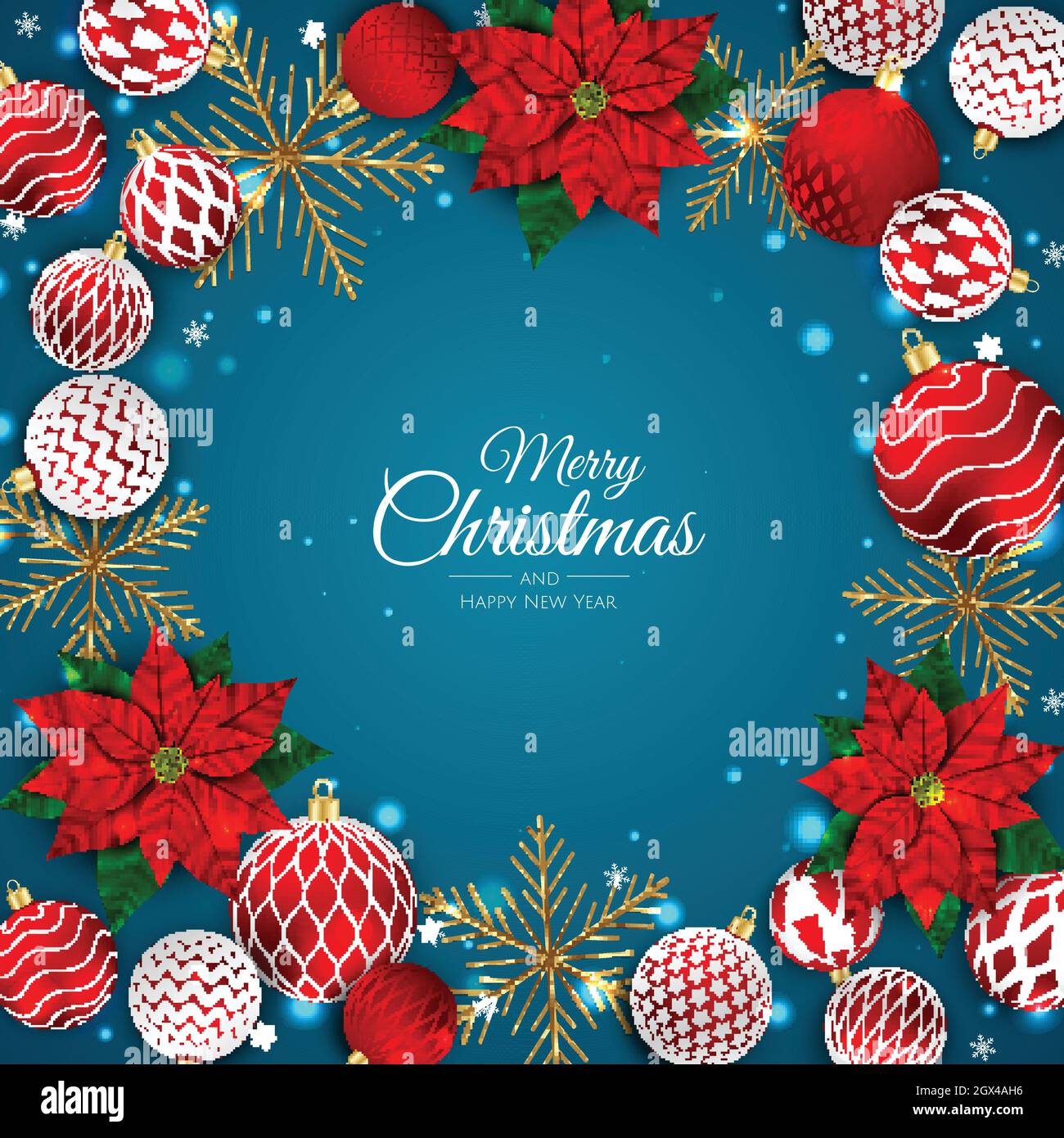 Merry Christmas and Happy New Year. Xmas background with realistic red ...