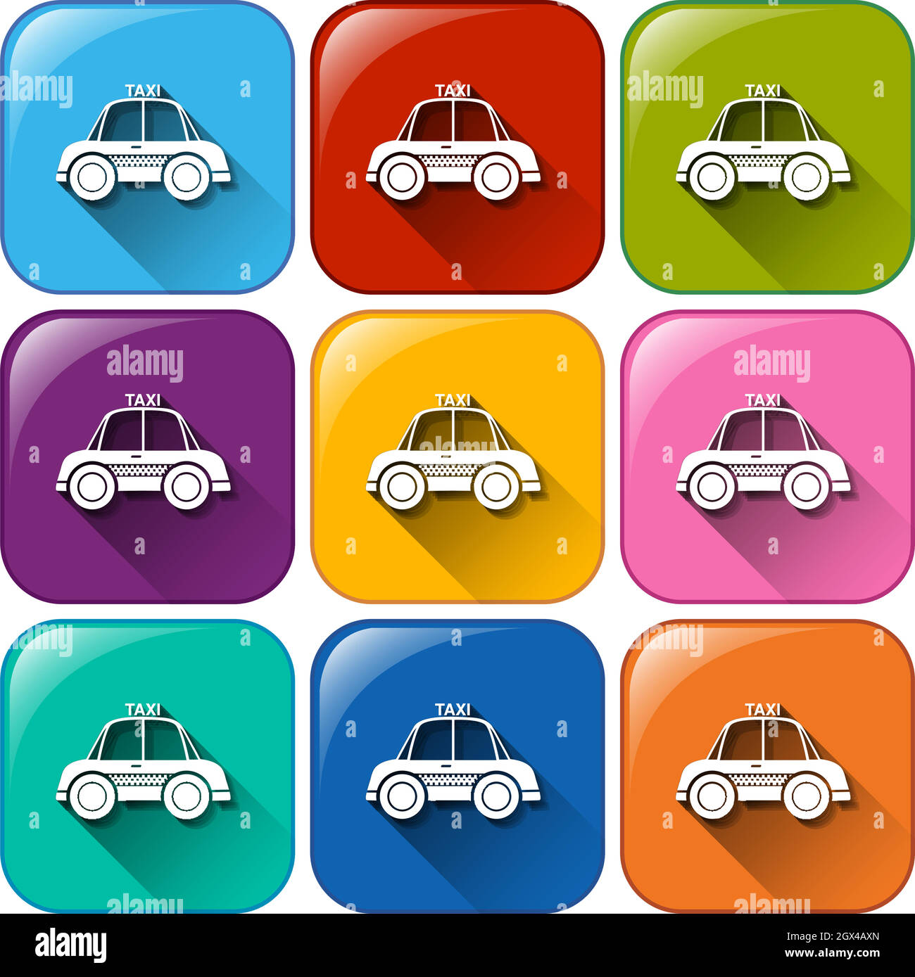 Buttons with taxi cabs Stock Vector