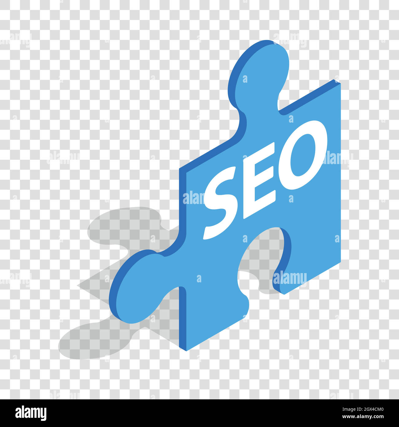SEO blue puzzle isometric icon Stock Vector