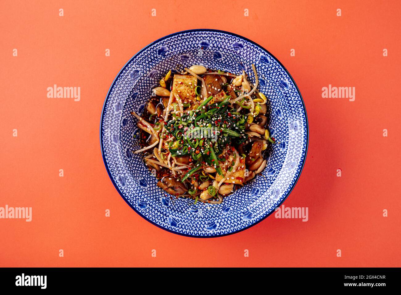 Japanese tofu salad with mushrooms Stock Photo Alamy