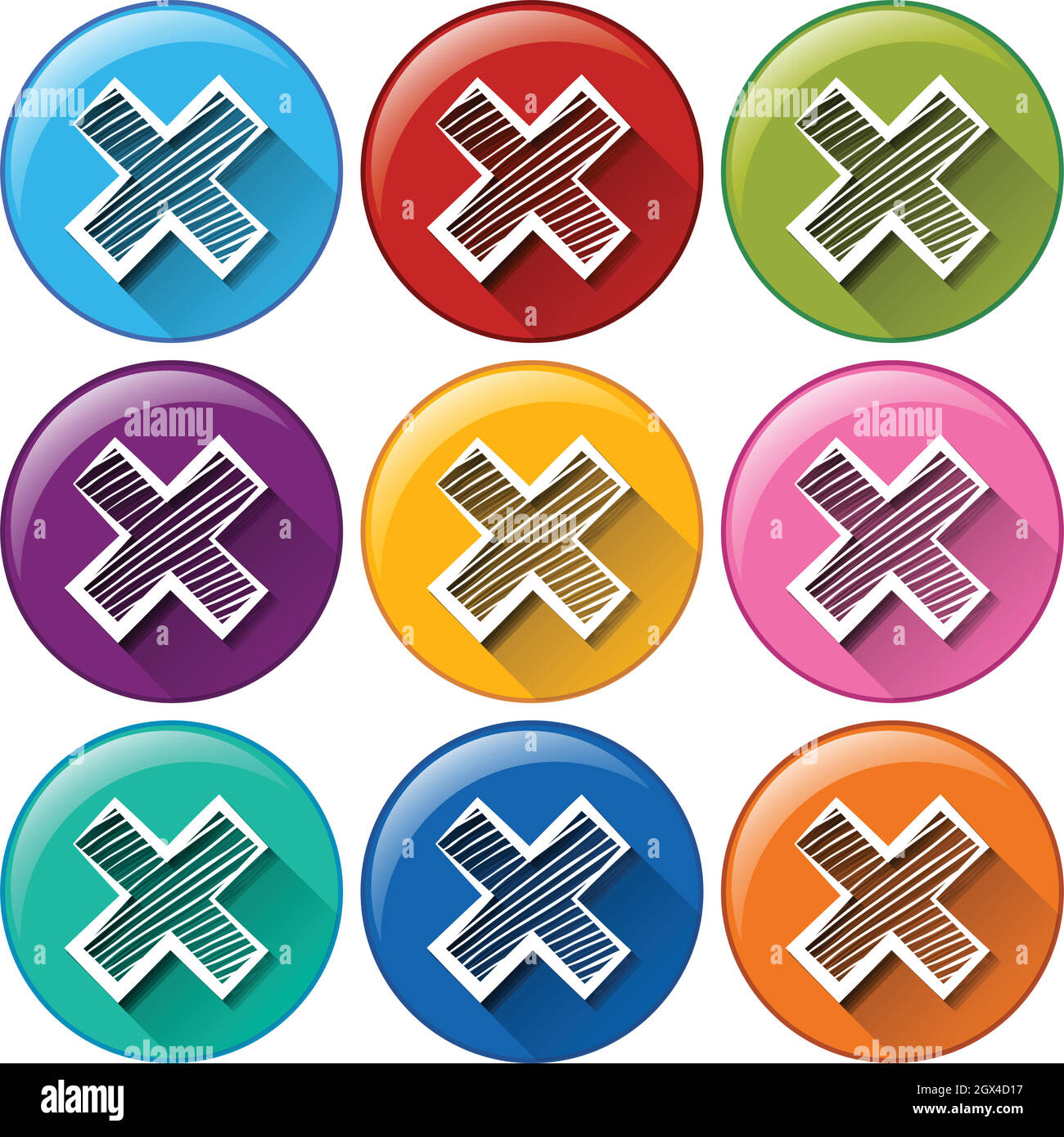 Circle buttons with multiplication operations Stock Vector