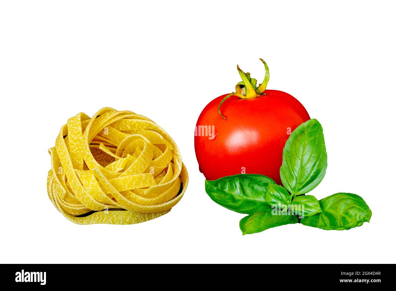 Tomato Pasta and Basil on a white background Stock Photo - Alamy
