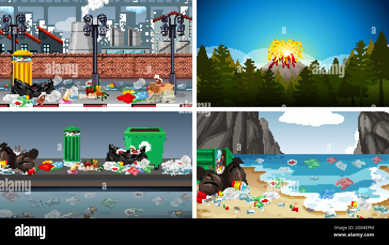 Polluted Scenes Set of polluted scenes Stock Vector Image & Art - Alamy