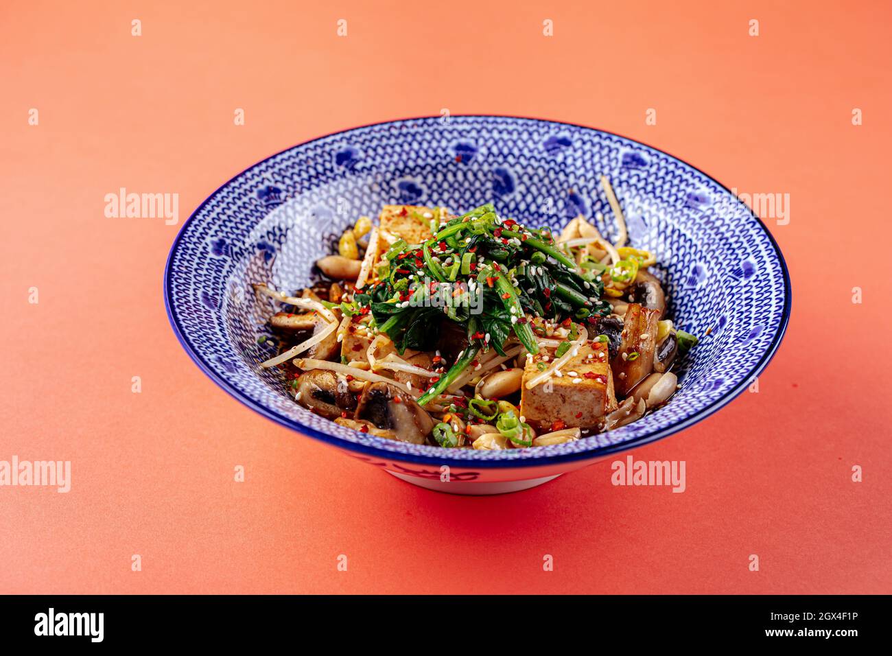 Japanese tofu salad with mushrooms Stock Photo Alamy
