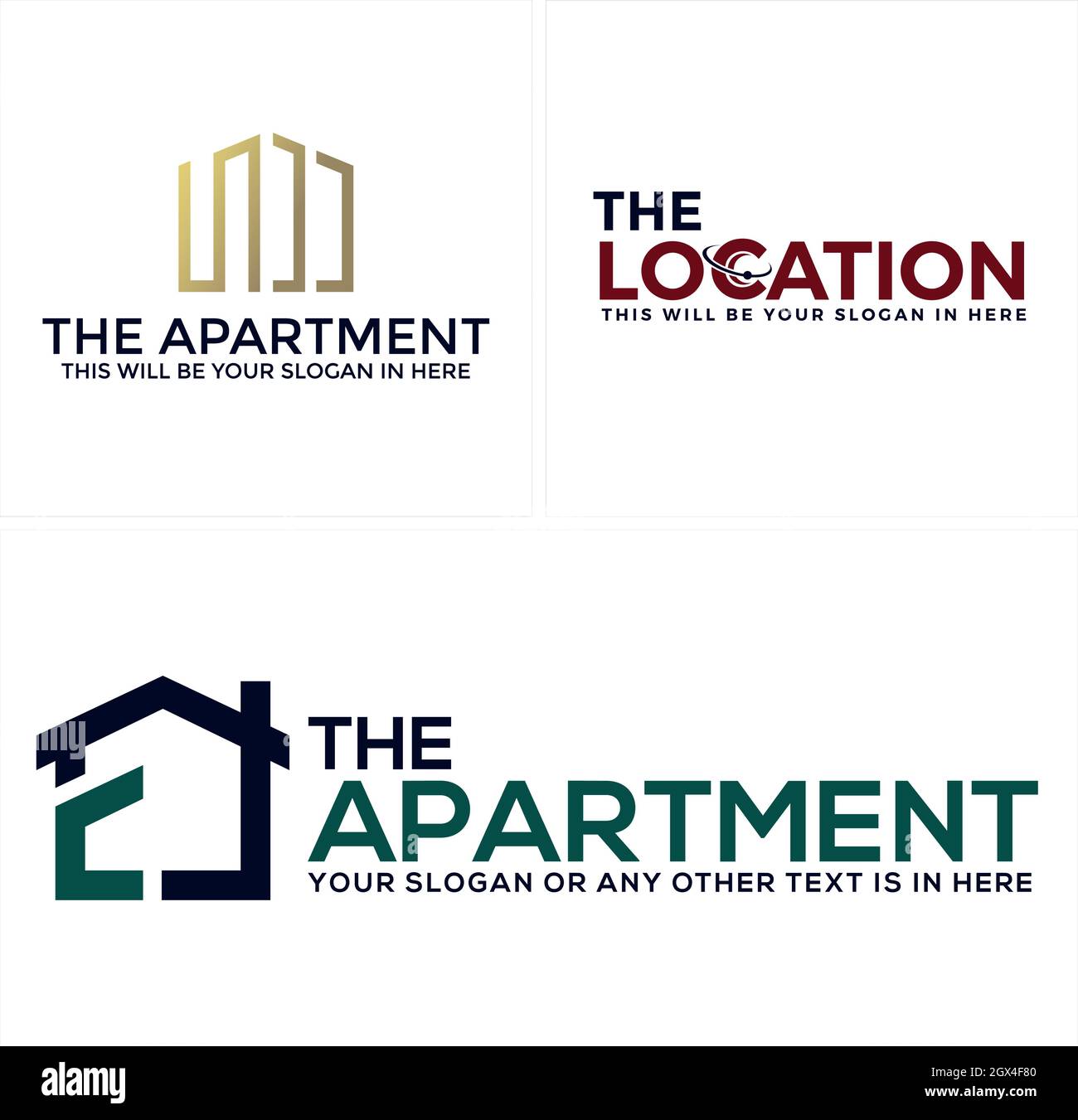 Modern real estate building apartment logo design Stock Vector