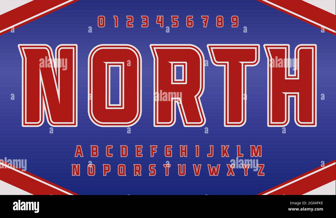 American football typeset, red hight sport font, sportsman uniforom