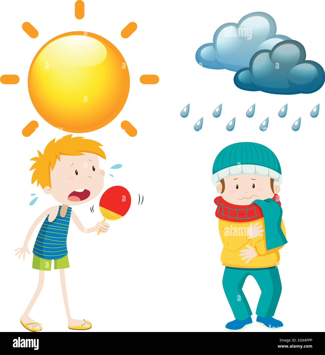 People in summer and winter Stock Vector