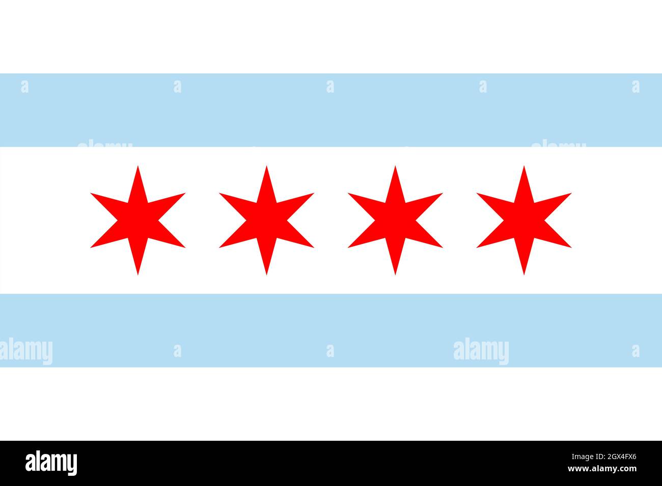 Top view of Chicago, Illinois ,USA flag, no flagpole. Plane design layout. Flag background Stock Photo