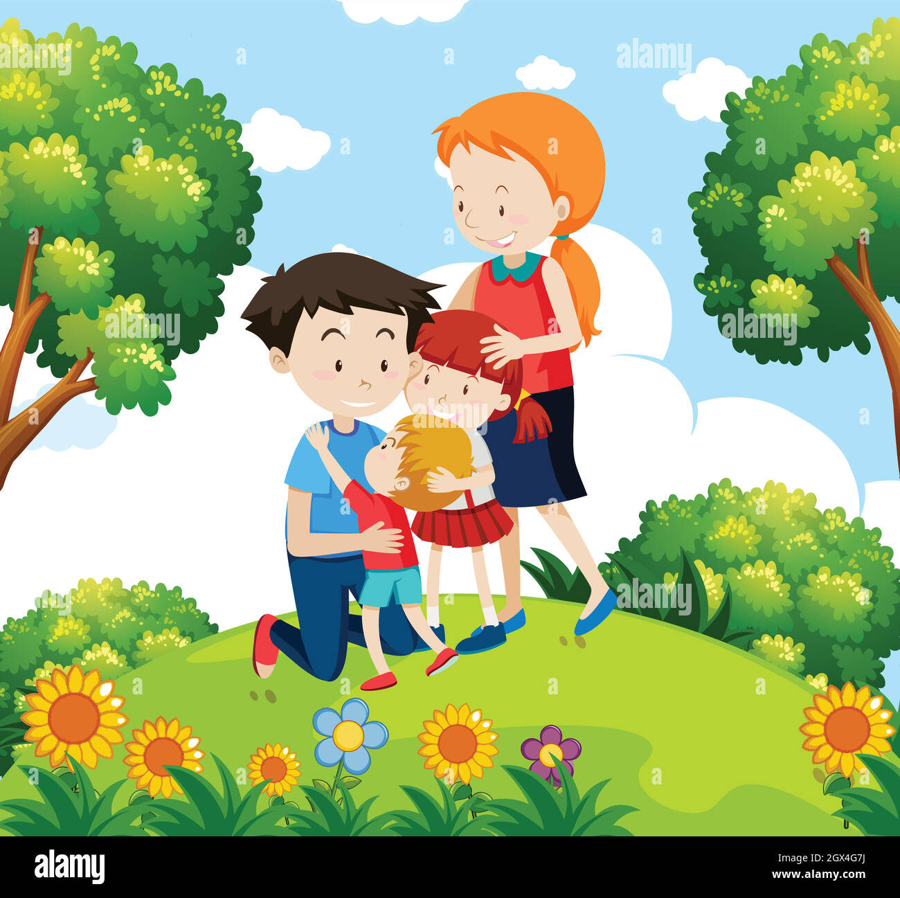 A family at the garden Stock Vector Image & Art - Alamy