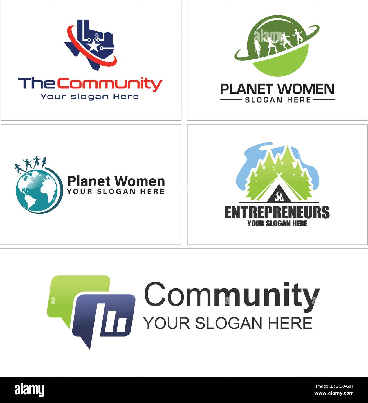 Set of logos community entrepreneurs symbol logo design Stock Vector
