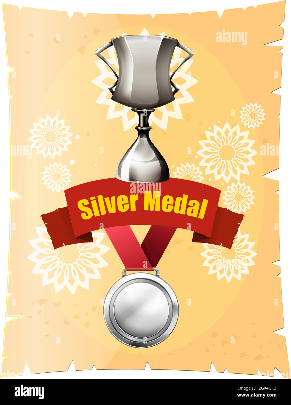 Silver medal and trophy on poster Stock Vector Image & Art Alamy