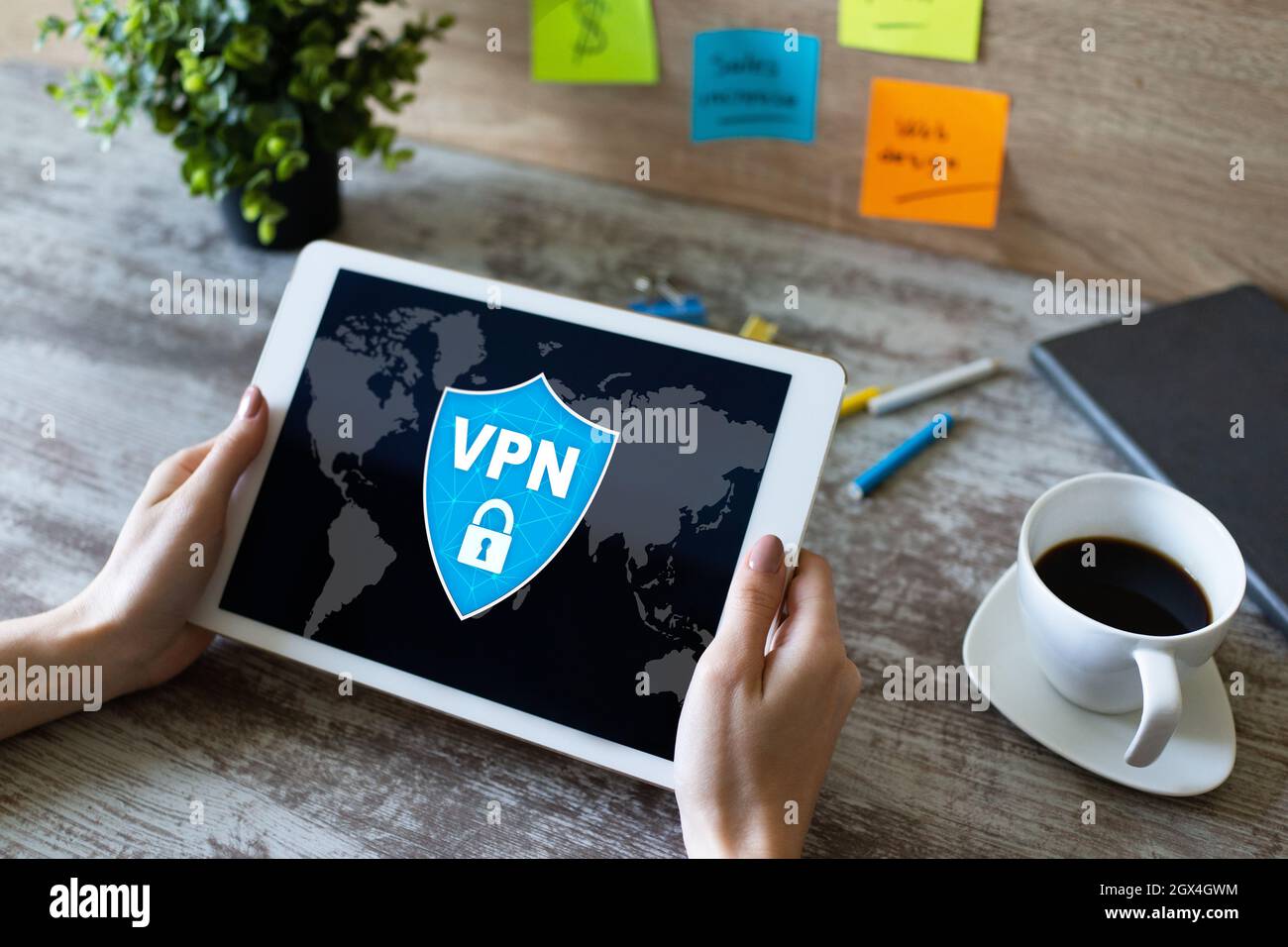 VPN - Virtual perivate network. Internet conncetion privacy concept. Stock Photo