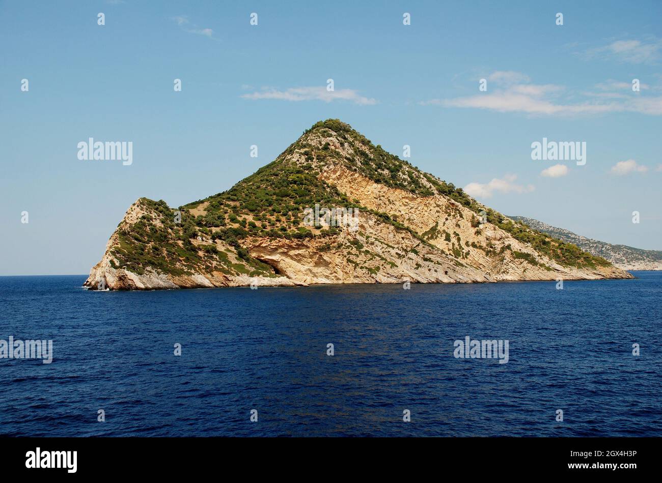 An uninhabited island between the Greek islands of Skopelos and Alonissos in the Northern Sporades region. Stock Photo
