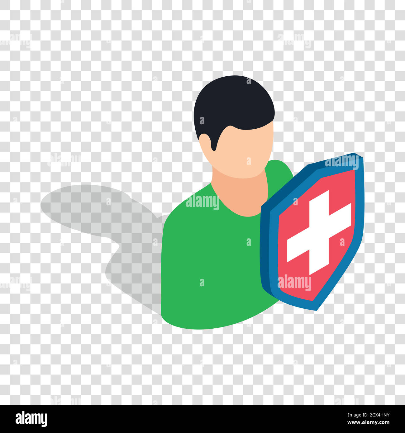 Male and shield isometric icon Stock Vector