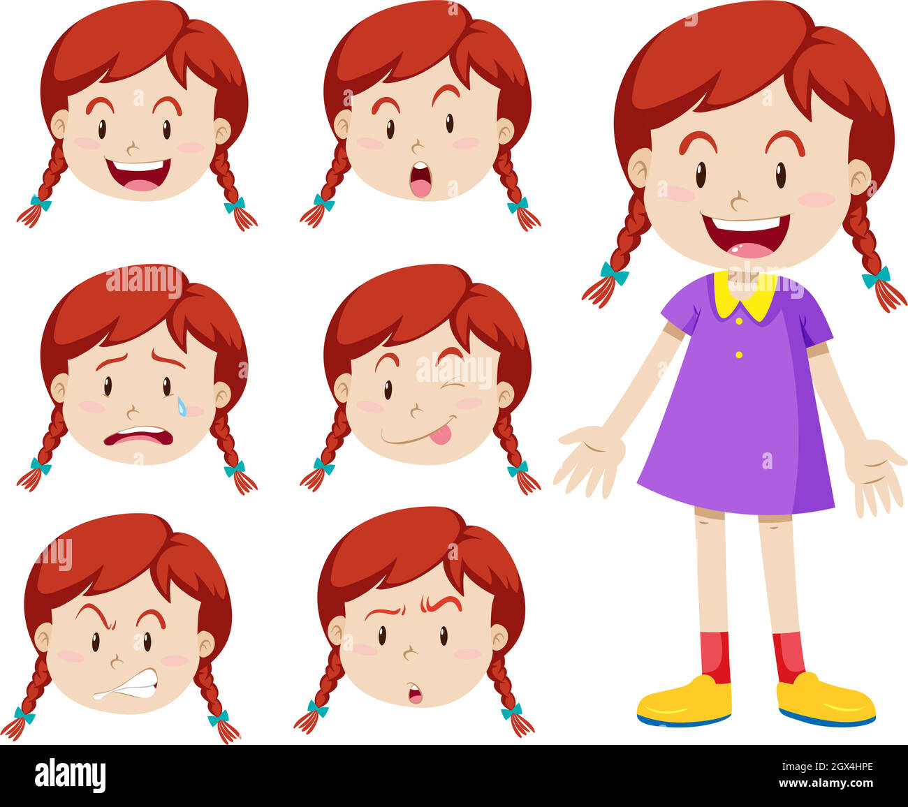 Red hair girl with facial expressions Stock Vector Image & Art Alamy