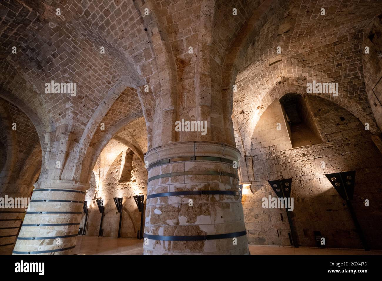 Crusaders' castle, Templar's castle in the historic district, Acre or Akko, UNESCO World Heritage Site, Israel, Middle East Stock Photo