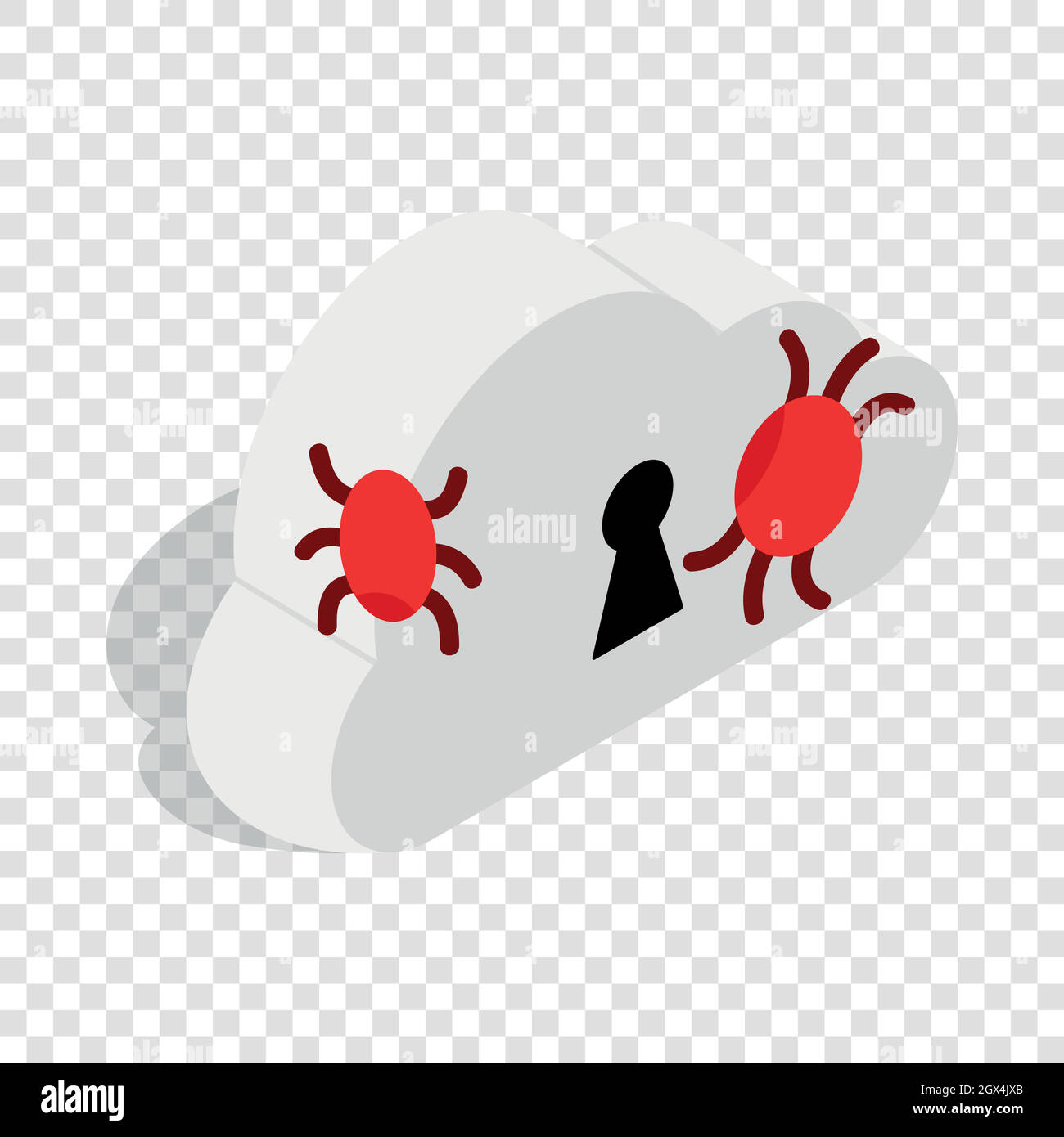 Cloud with keyhole and computer virus isometric Stock Vector
