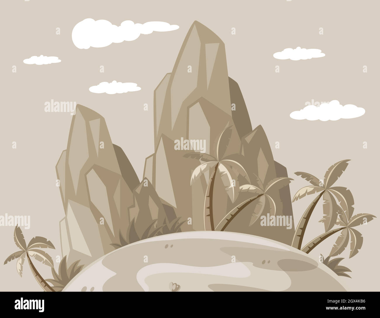 Island view in grayscale Stock Vector