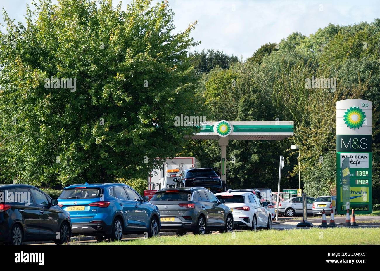 People queue for fuel at a petrol station in Hemel Hempstead. Picture