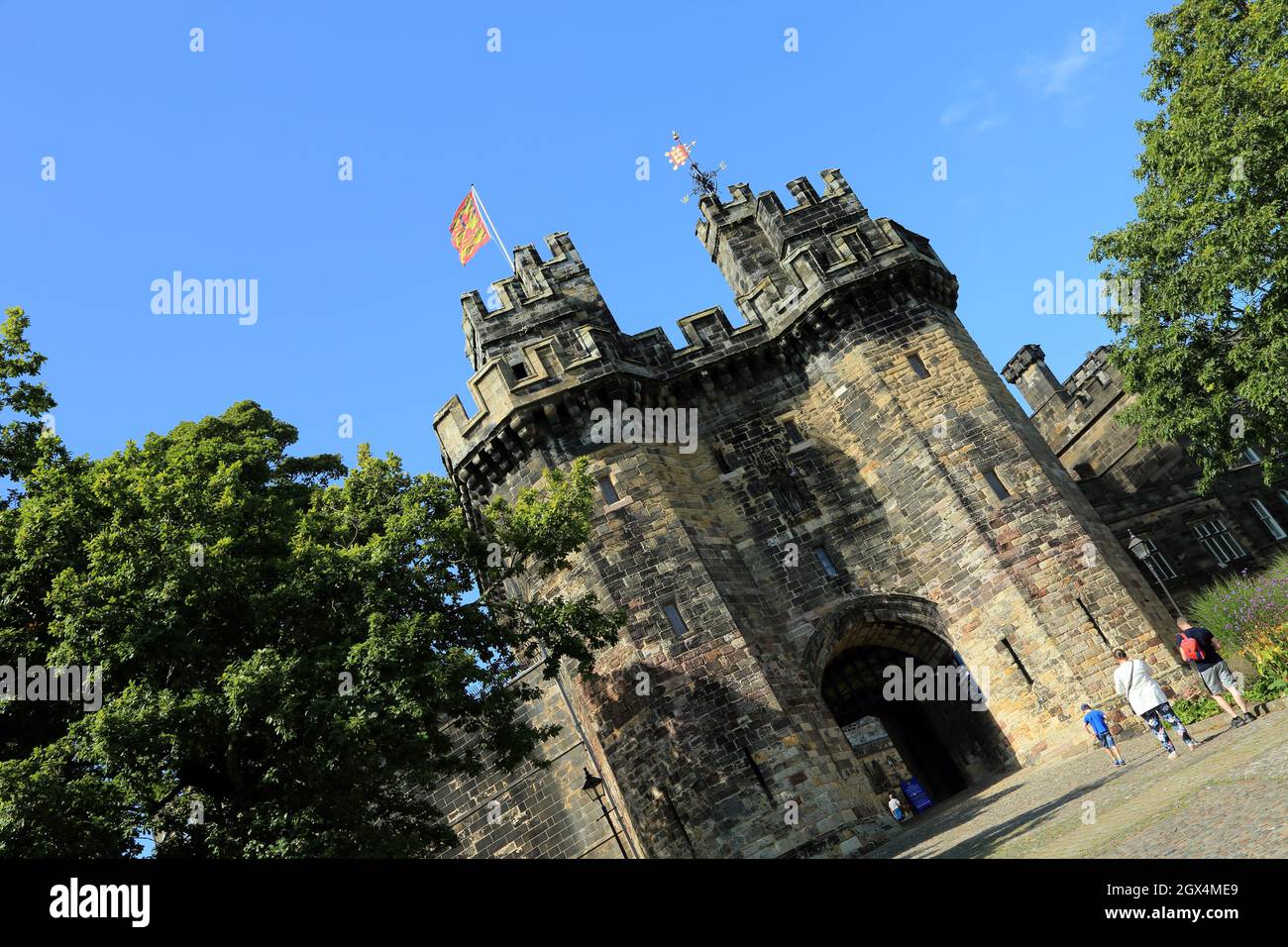 Lancaster Castle from Castle Park, Lancaster, Lancashire, England