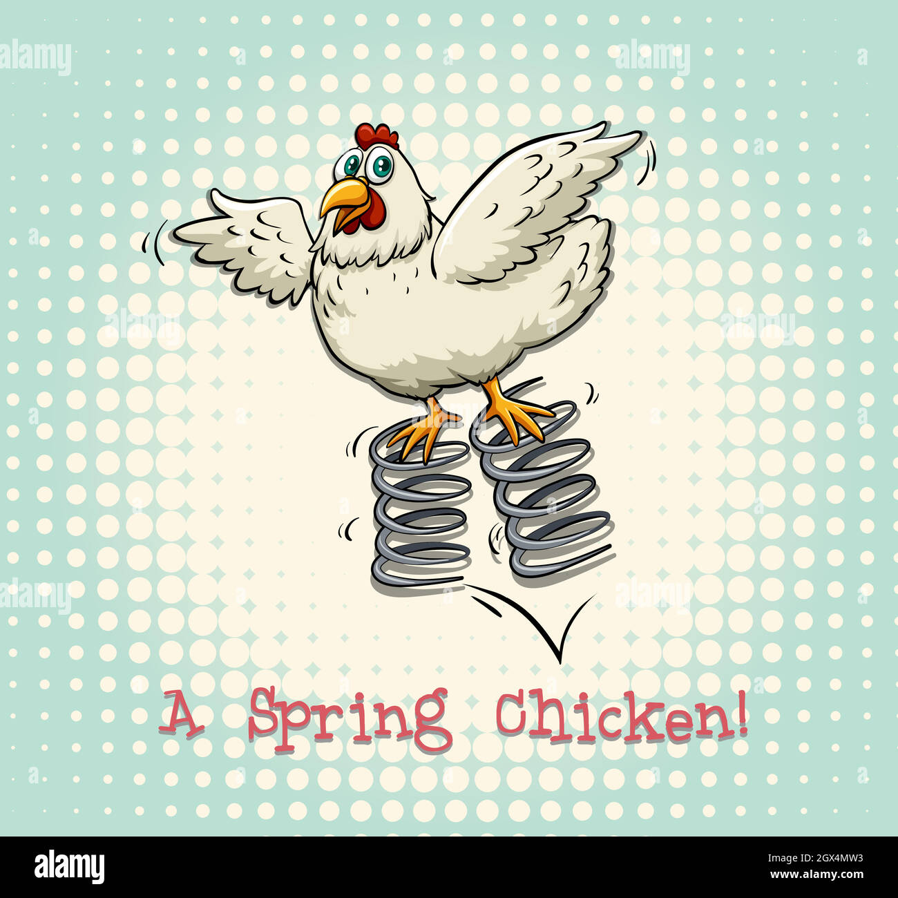 English idiom spring chicken Stock Vector