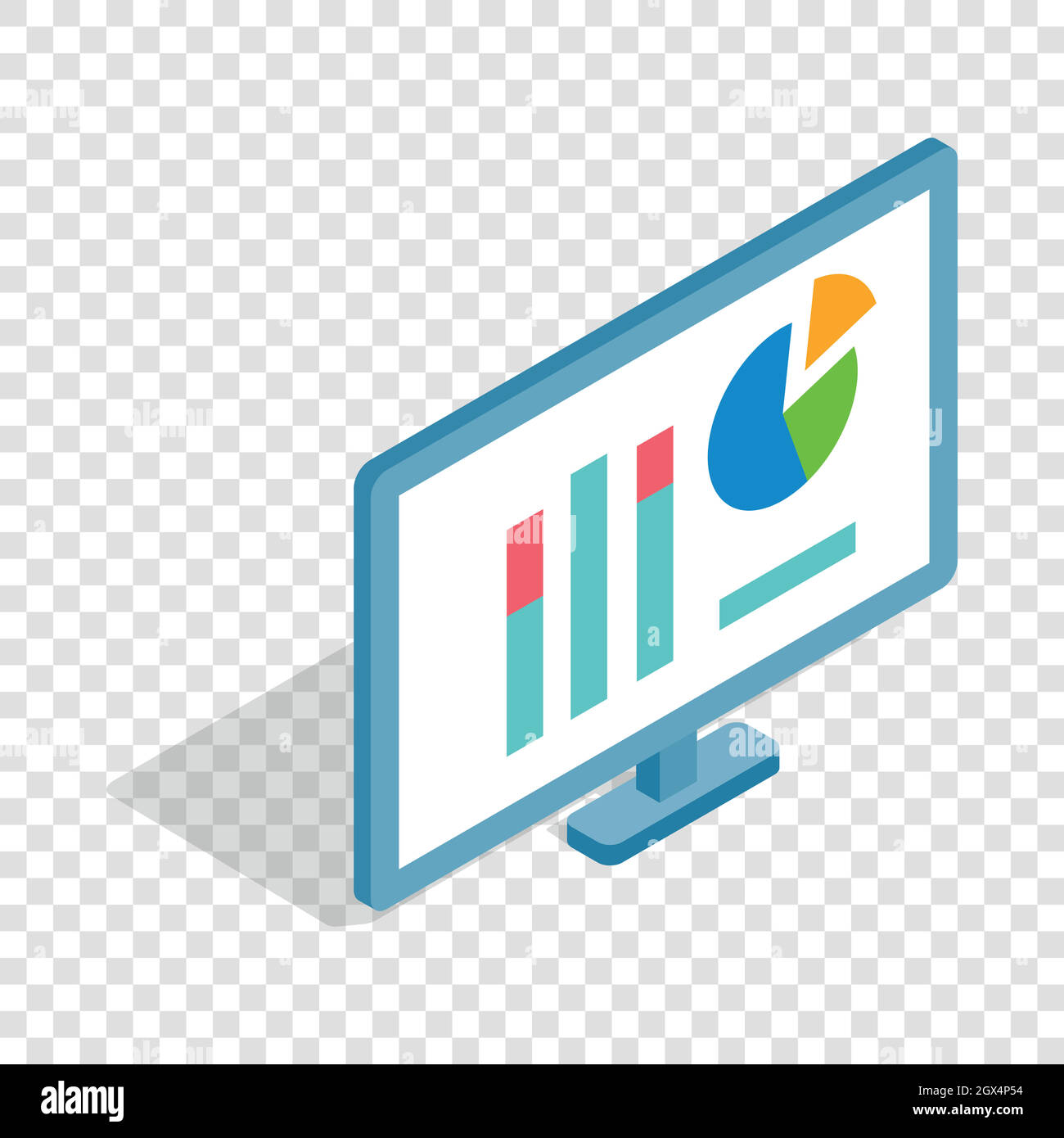 Monitor with charts isometric icon Stock Vector Image & Art - Alamy