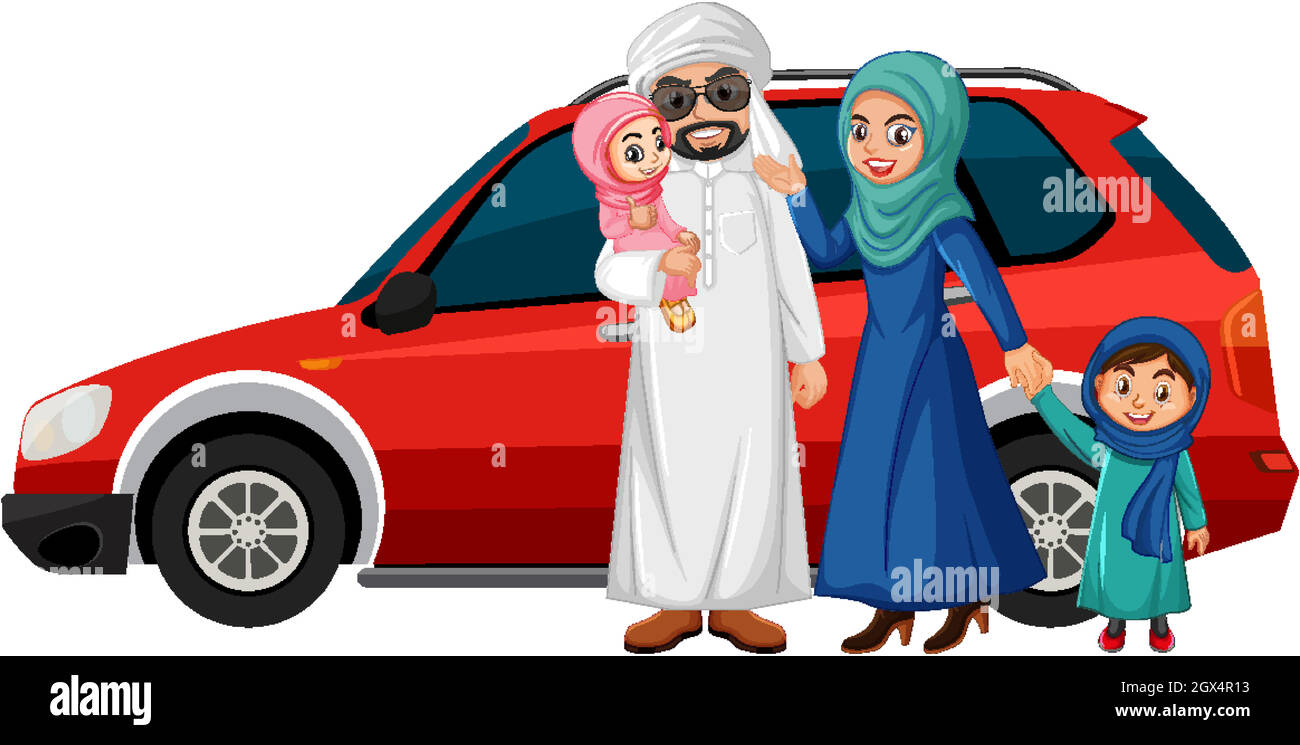Arabian family on holiday Stock Vector