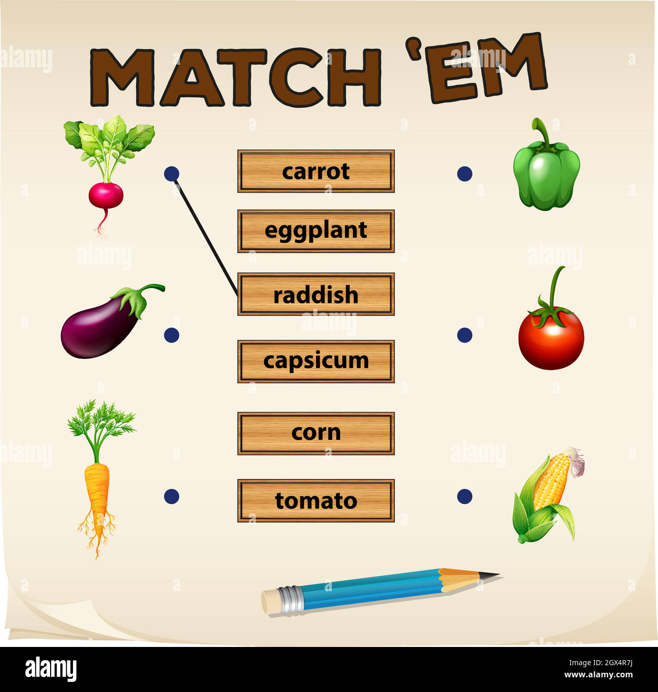 Matching game with fresh vegetables Stock Vector Image &amp; Art - Alamy
