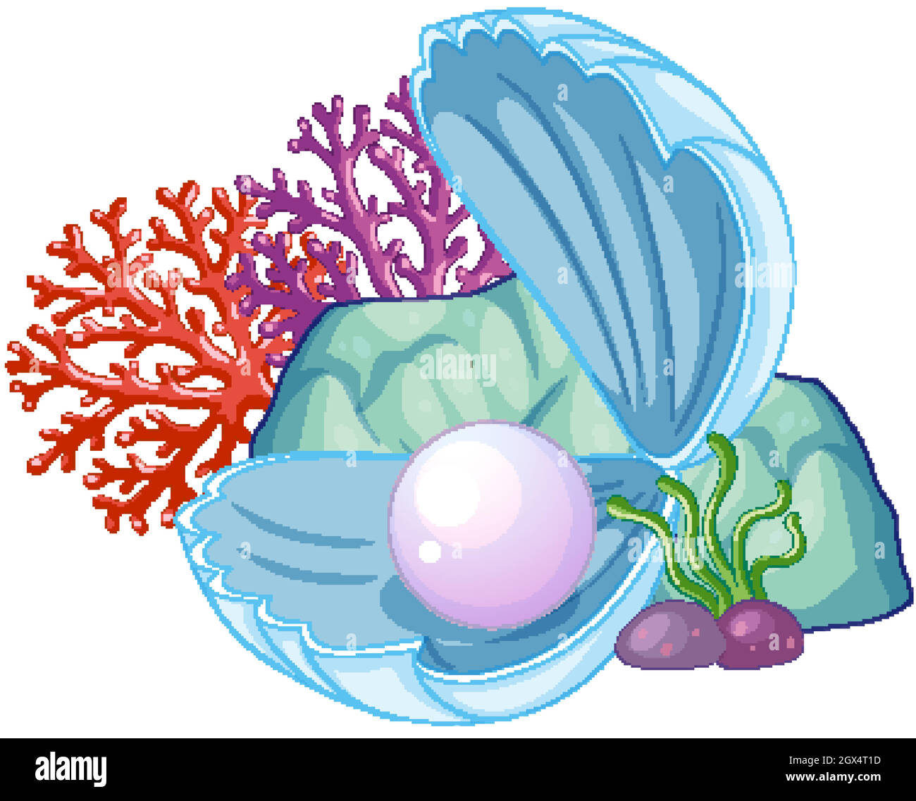 Pearl shell underwater isolated Stock Vector
