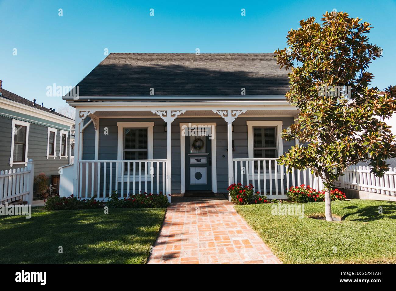 An ornate bungalow in suburban San Luis Obispo, California Stock Photo