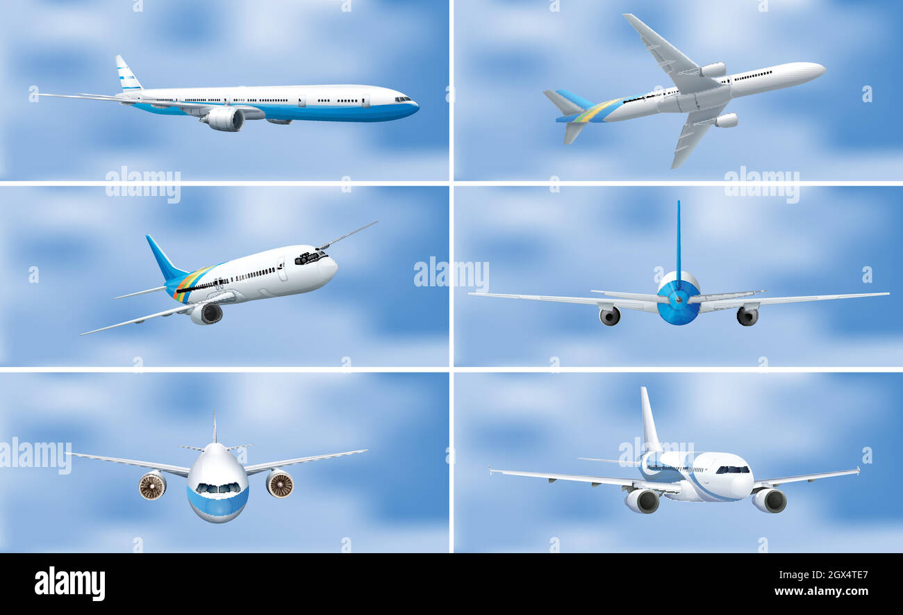 A Set of Airplane on Sky Stock Vector