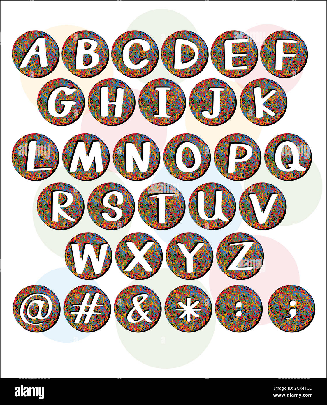 Buttons with letters of the alphabet Stock Vector