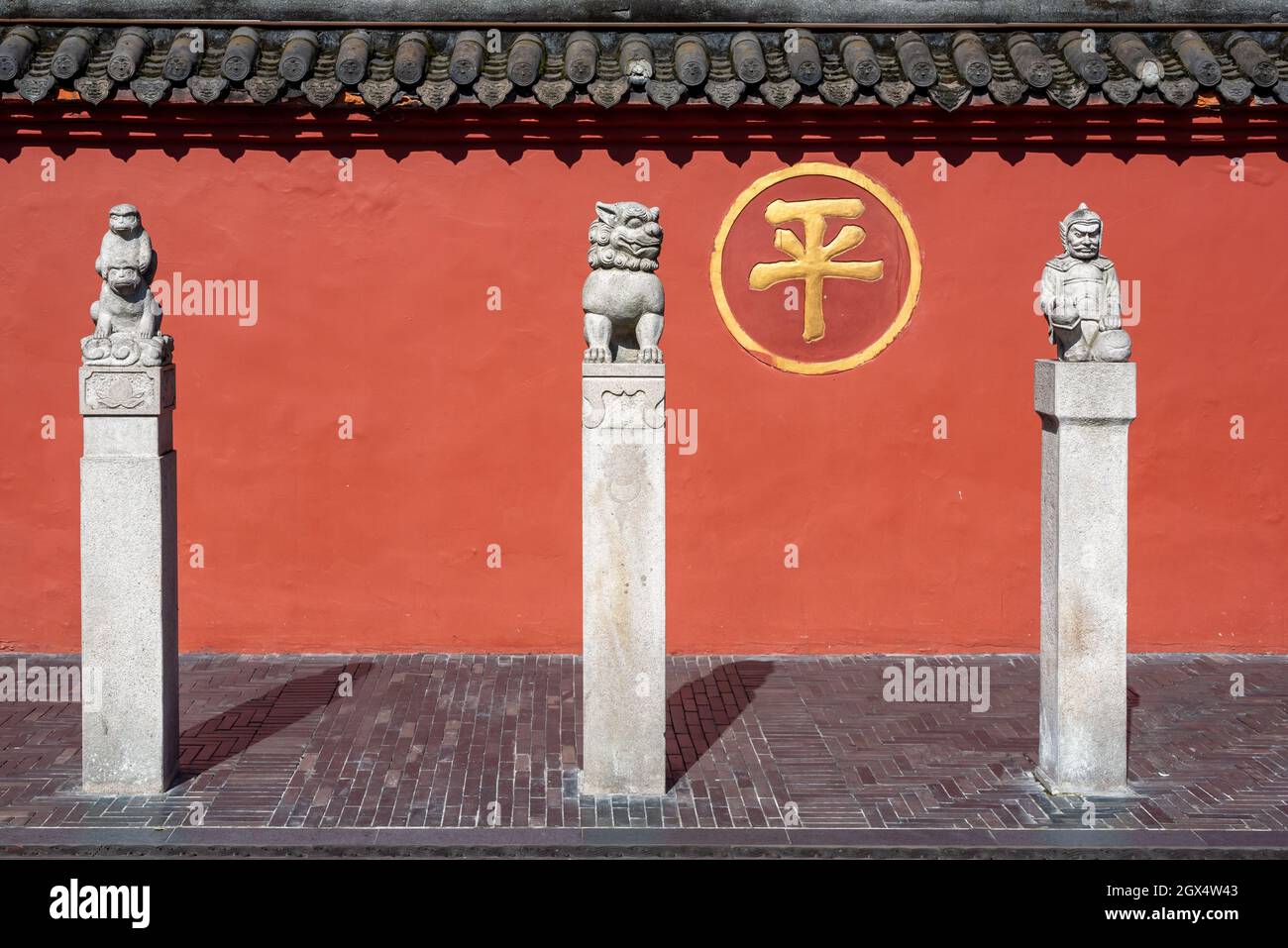 Chengdu, Sichuan province, China Sept 28, 2021 Three statues in