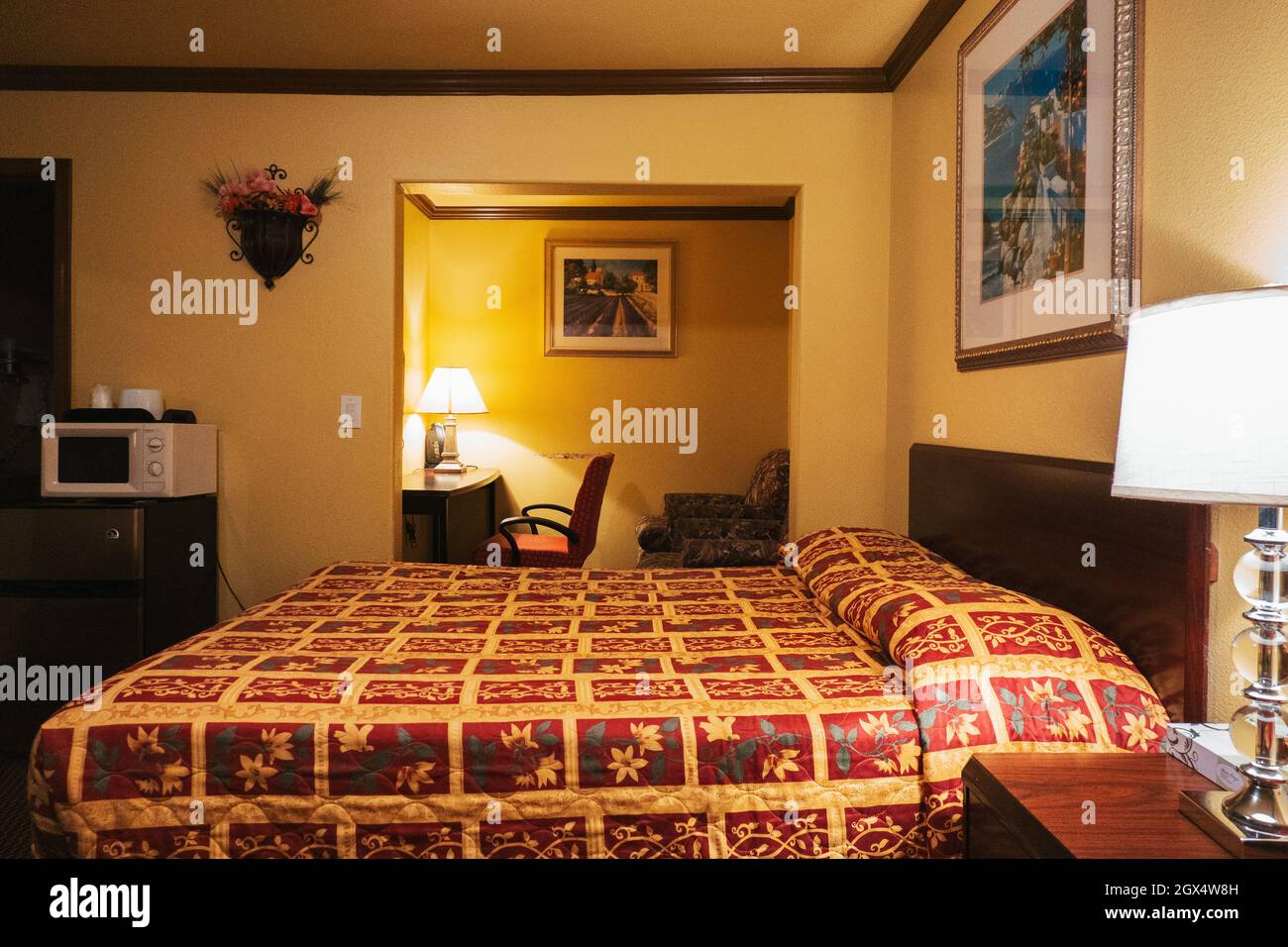 The interior of budget hotel in California, USA Stock Photo