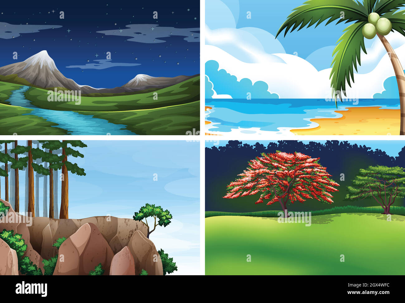 Set of nature landscape Stock Vector Image & Art - Alamy