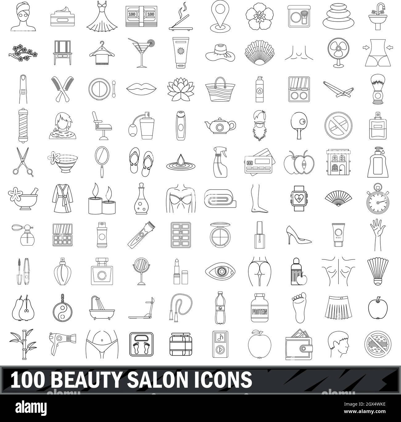 100 beauty salon icons set, outline style Stock Vector Image & Art - Alamy