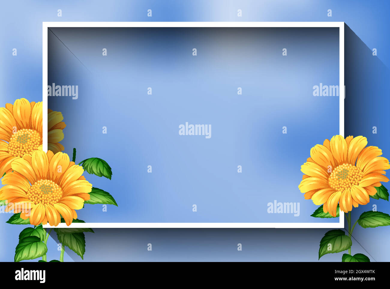 Border template with flower and sky background Stock Vector Image & Art