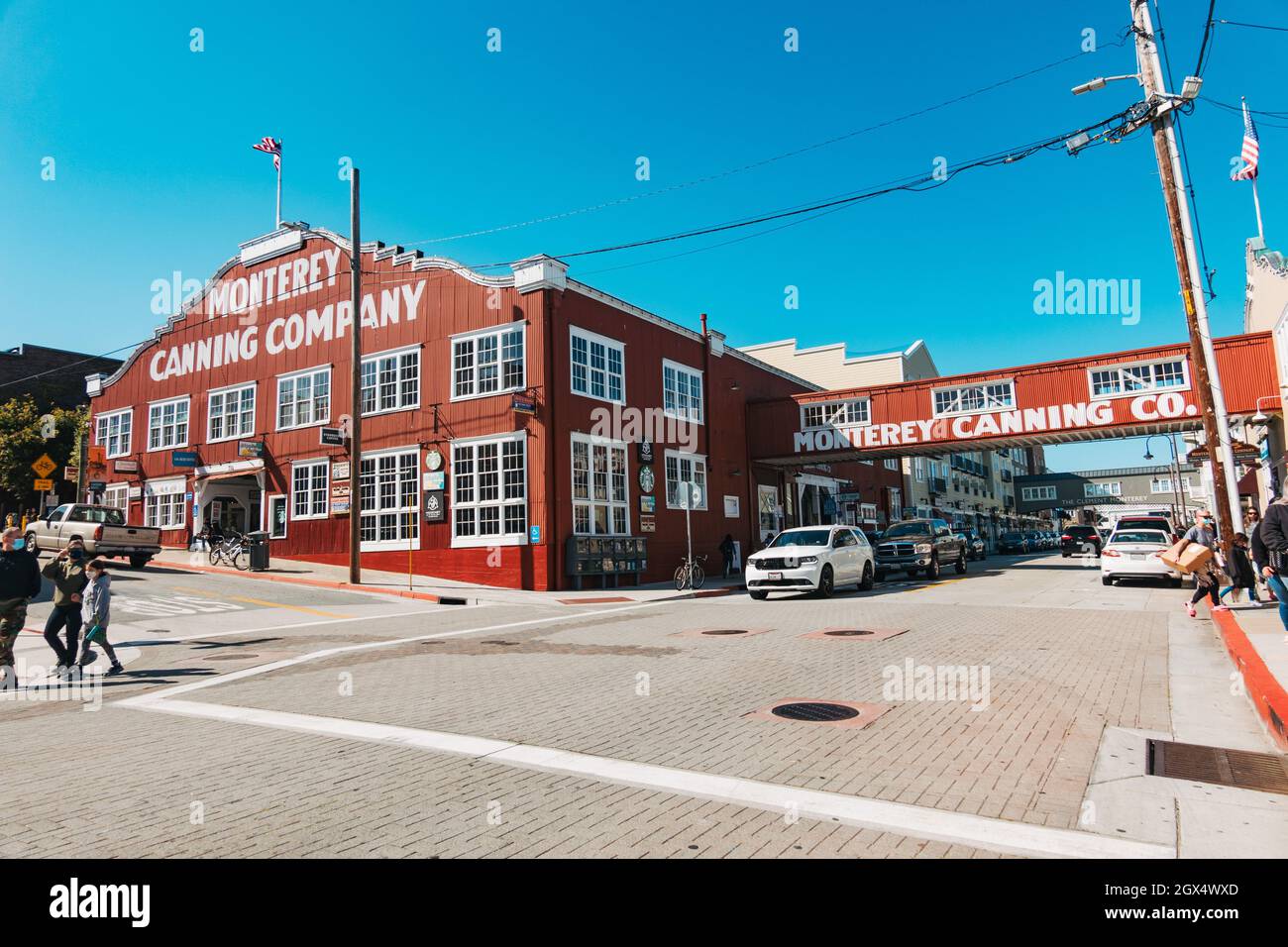 The old Monterey Canning Company factory still in its original paint scheme, nowadays a shopping mall Stock Photo