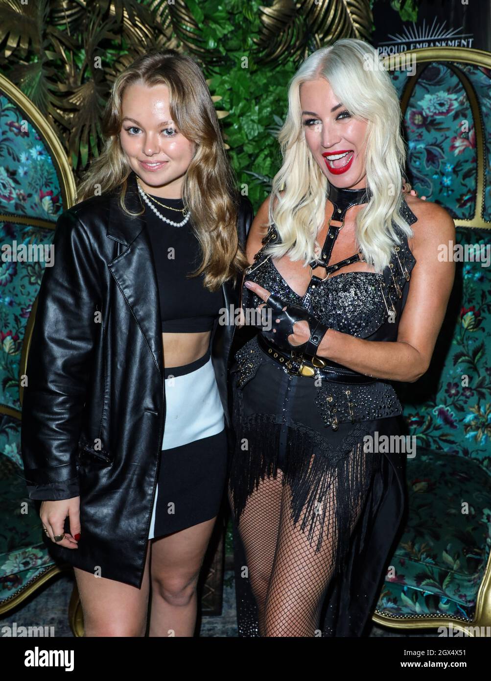 London, UK. 02nd Oct, 2021. Neighbours star, Jemma Donovan reunites with her on screen mother Denise Van Outen after watching her perform in Cabaret All Stars at Proud Embankment in London. Jemma's famous father is Neighbours legend Jason Donovan. Credit: SOPA Images Limited/Alamy Live News Stock Photo