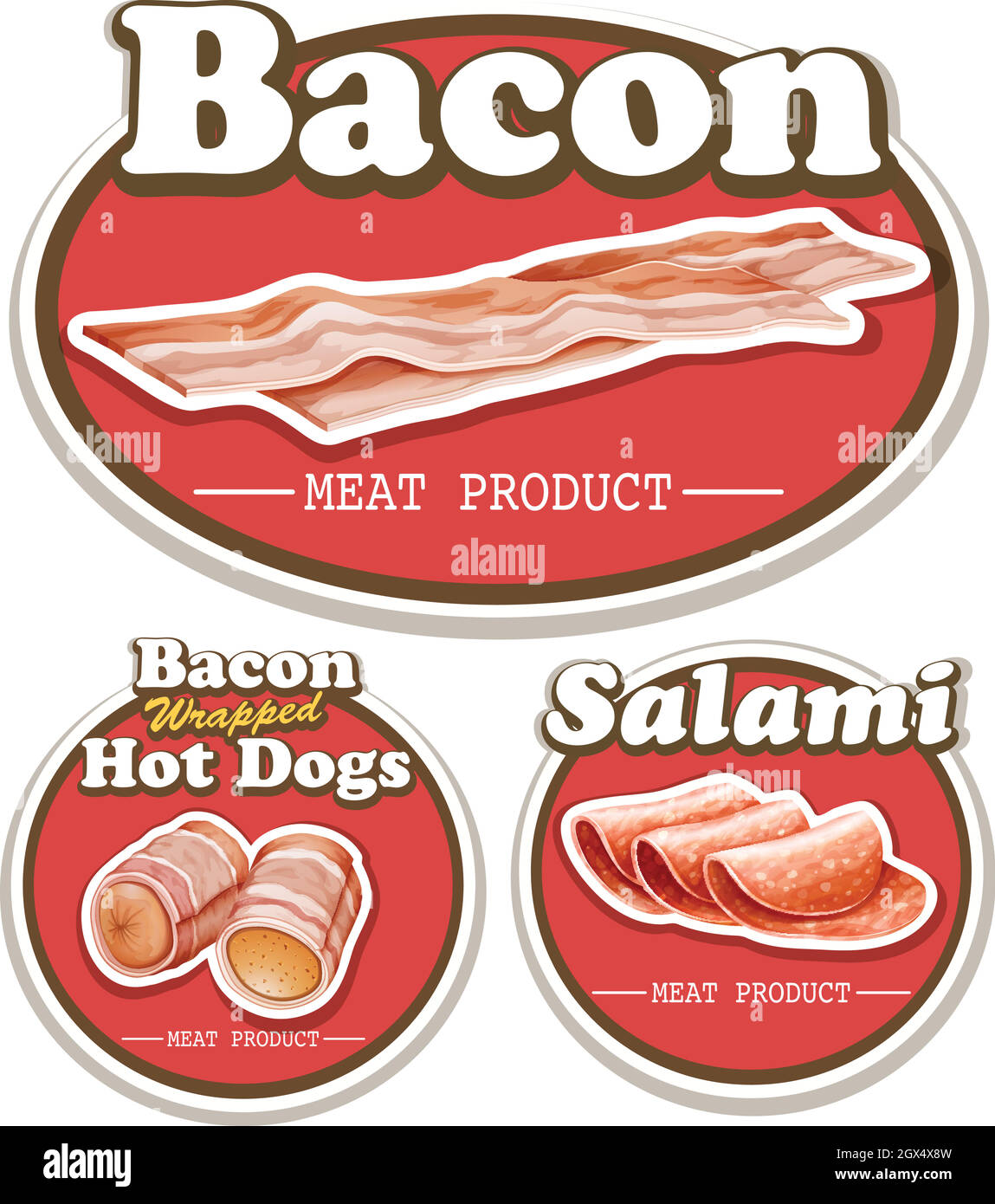 Meat product with bacon and salami Stock Vector