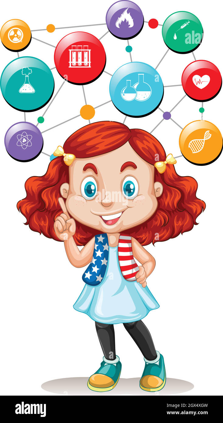Girl and science symbols on buttons Stock Vector Image & Art - Alamy