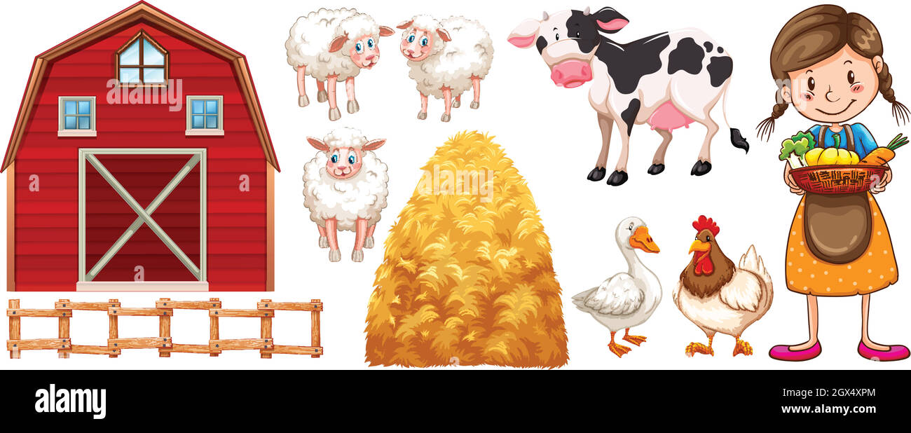 Farmer and farm animals Stock Vector Image & Art - Alamy