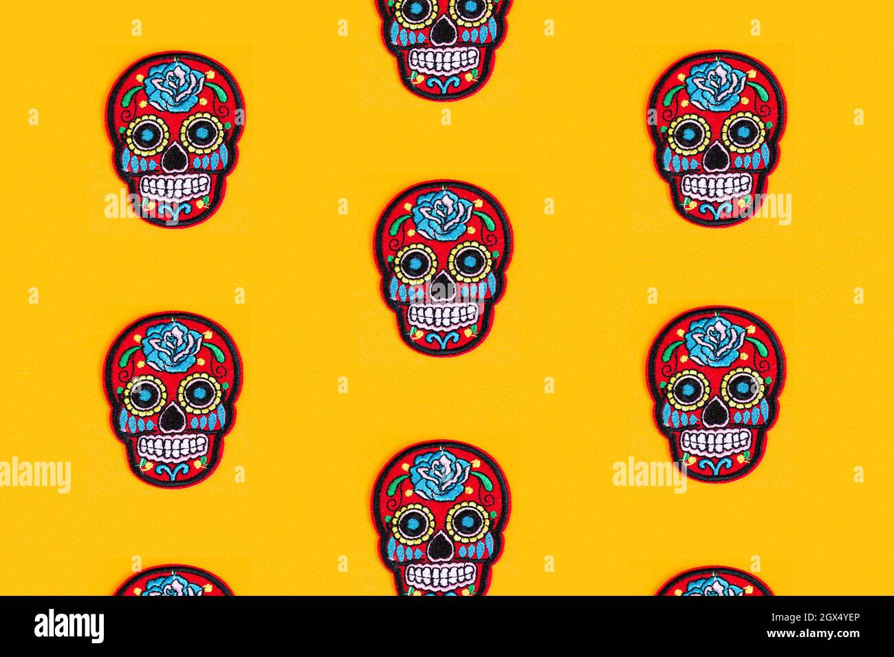 Seamless Pattern For Day Of The Dead Dia De Los Muertos Holiday Background  With Skull And Floral Ornament Vector Illustration For Fabric Wrapping Paper  Textile Wallpaper And Apparel Stock Illustration - Download