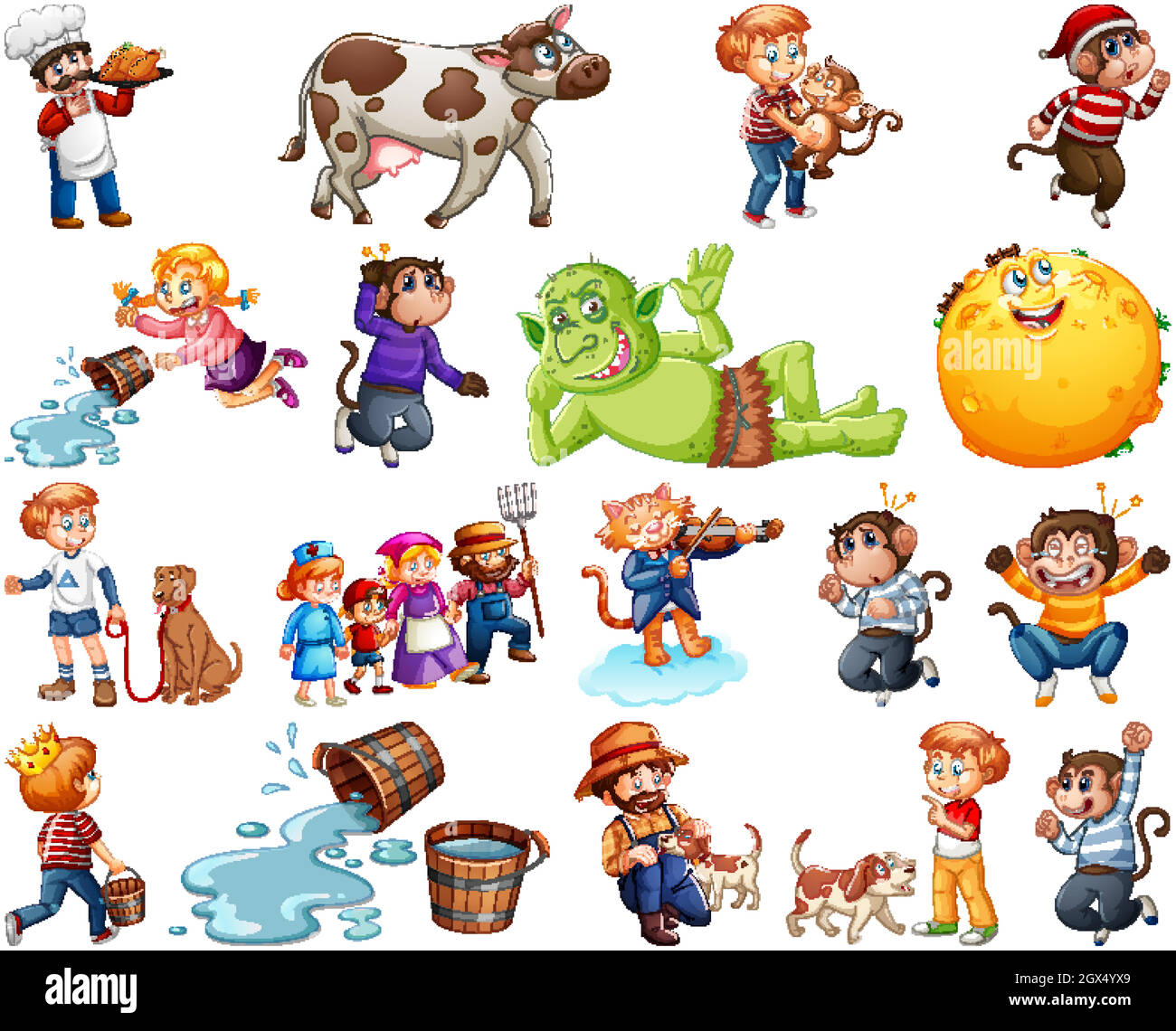 Set of different nursery rhyme character isolated on white background Stock Vector Image & Art